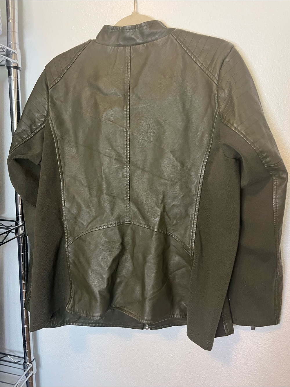 Avenue Olive Green Faux Leather Moto Jacket - Picture 2 of 3